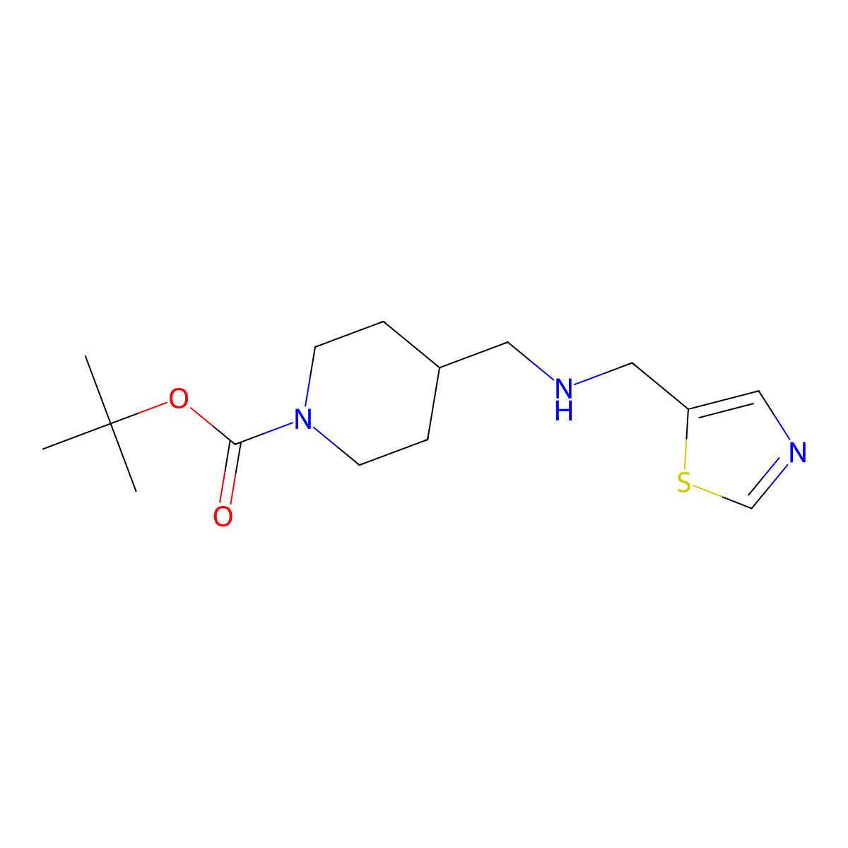 tert-Butyl 4-(((thiazol-5-ylmethyl)amino)methyl)piperidine-1-carboxylate molecular structure, CAS 1420852-35-2