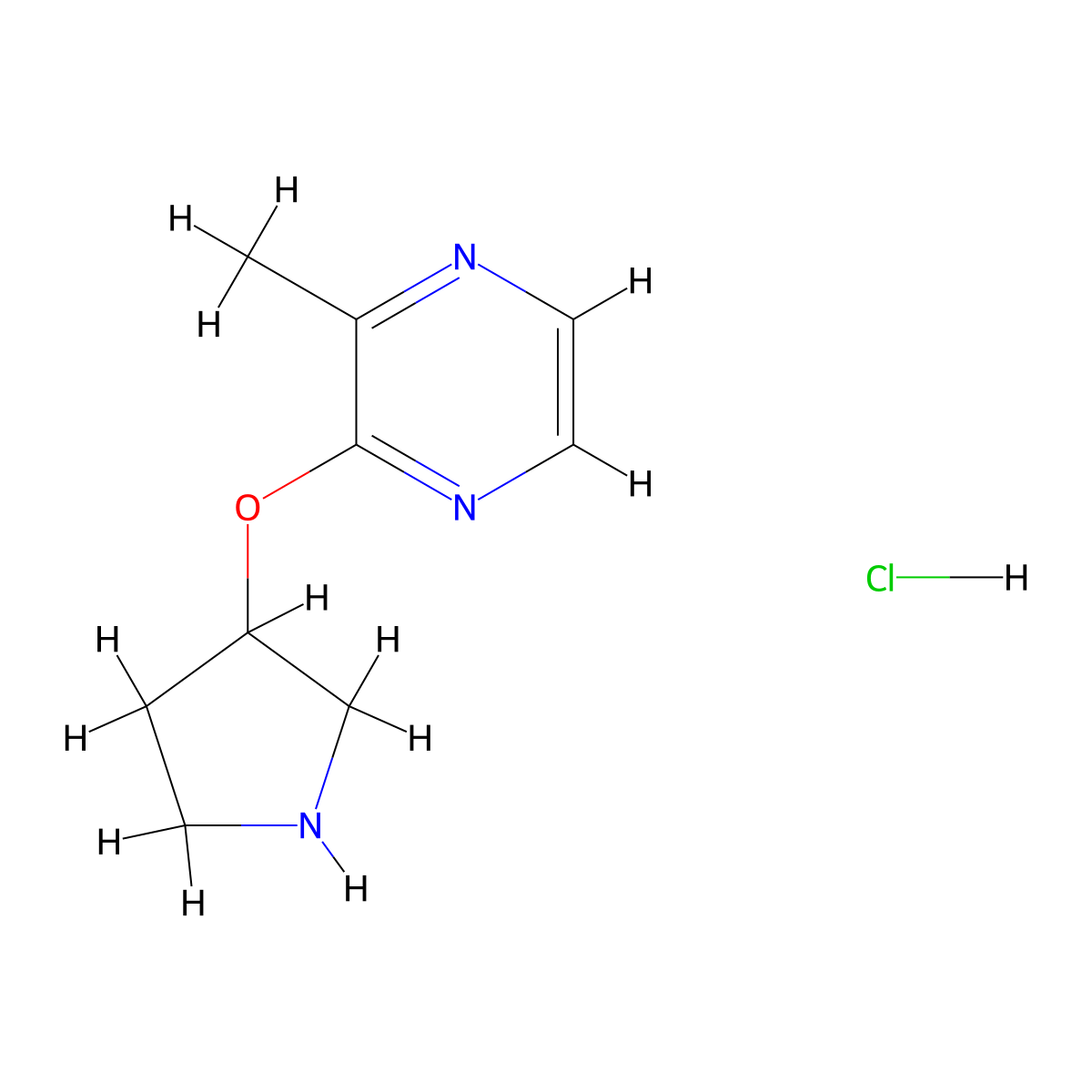 2-Methyl-3-(pyrrolidin-3-yloxy)pyrazine hydrochloride molecular structure, CAS 1420853-10-6