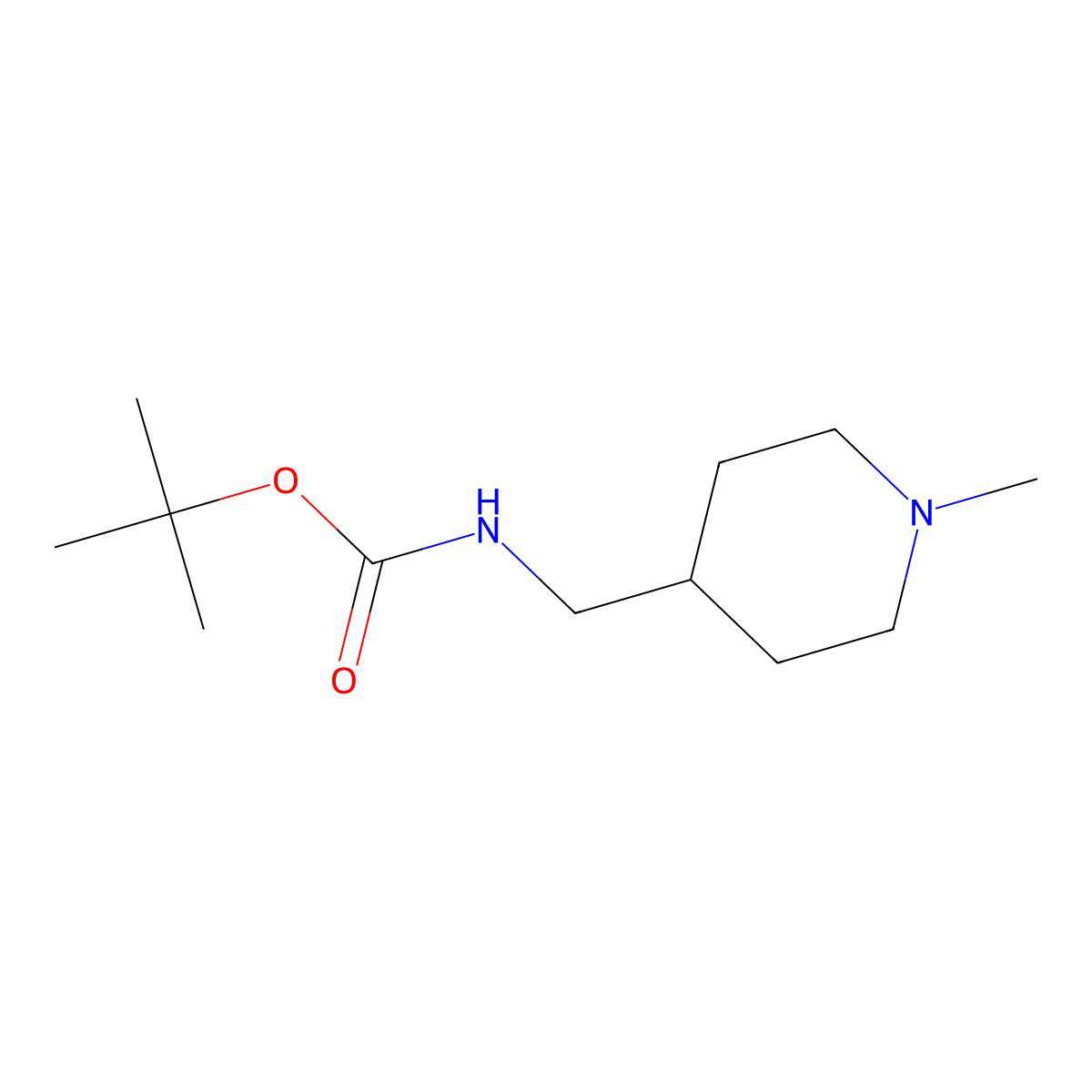 tert-Butyl ((1-methylpiperidin-4-yl)methyl)carbamate molecular structure, CAS 1420853-41-3