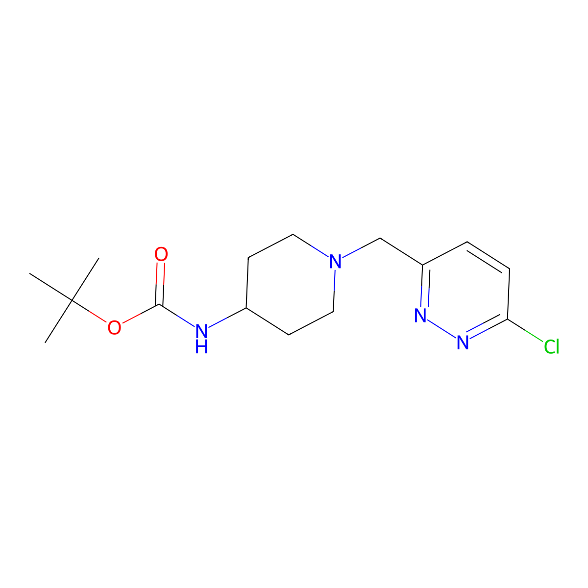 Tert-butyl (1-((6-chloropyridazin-3-yl)methyl)piperidin-4-yl)carbamate molecular structure, CAS 1420854-09-6