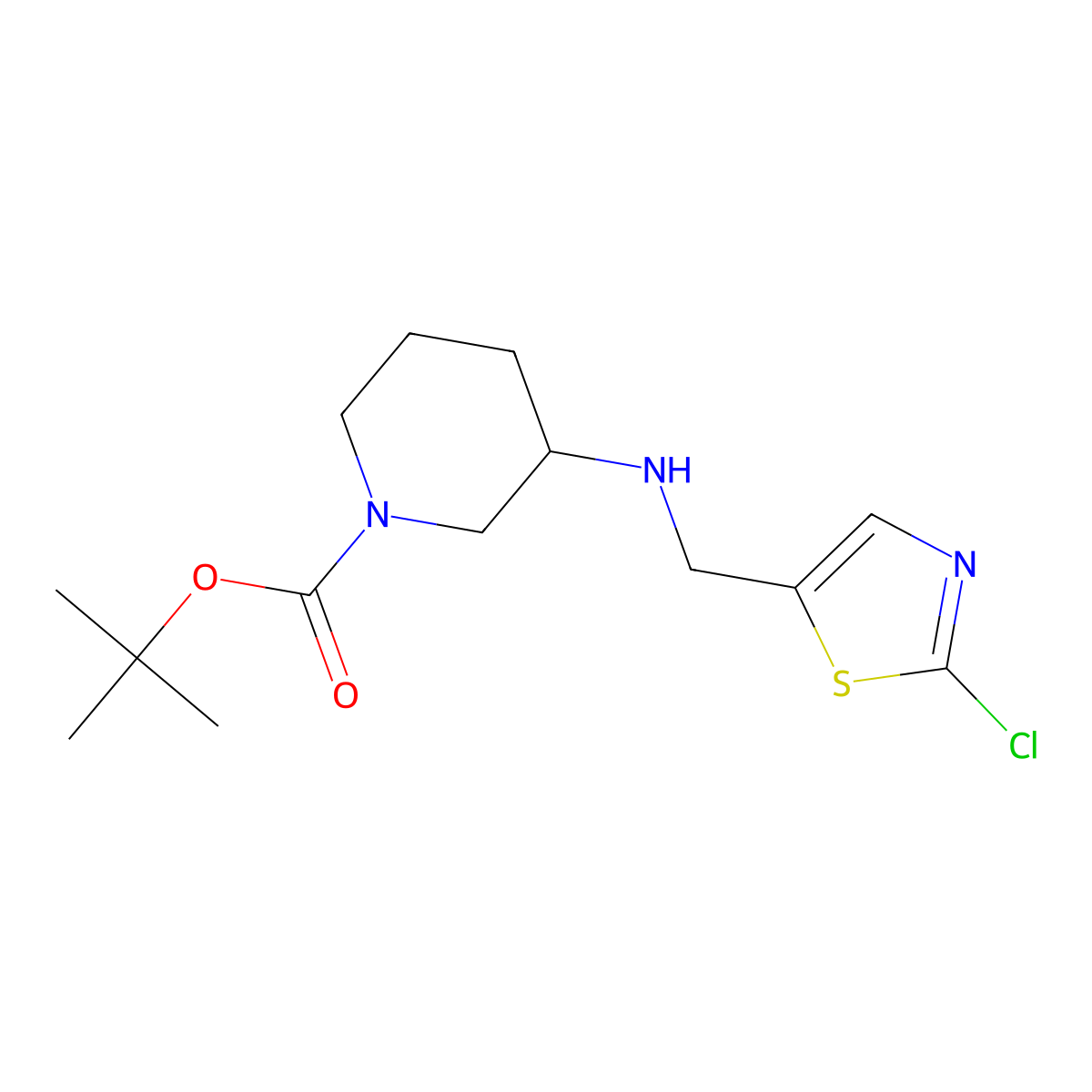 tert-Butyl 3-(((2-chlorothiazol-5-yl)methyl)amino)piperidine-1-carboxylate molecular structure, CAS 1420854-15-4