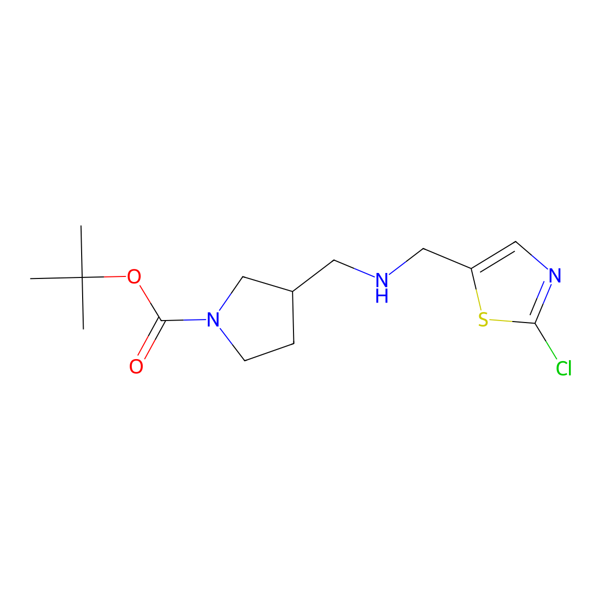 tert-Butyl 3-((((2-chlorothiazol-5-yl)methyl)amino)methyl)pyrrolidine-1-carboxylate molecular structure, CAS 1420854-23-4