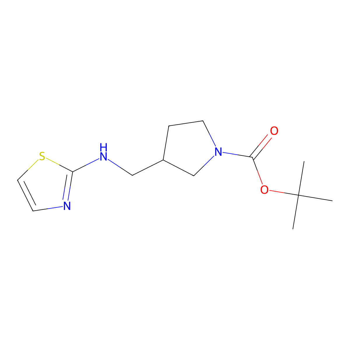 tert-Butyl 3-((thiazol-2-ylamino)methyl)pyrrolidine-1-carboxylate molecular structure, CAS 1420854-60-9