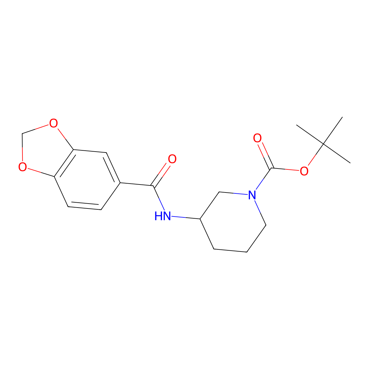 tert-Butyl 3-(benzo[d][1,3]dioxole-5-carboxamido)piperidine-1-carboxylate molecular structure, CAS 1420856-17-2