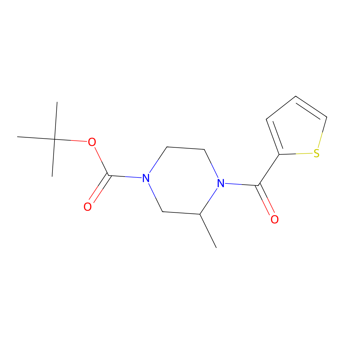 tert-Butyl 3-methyl-4-(thiophene-2-carbonyl)piperazine-1-carboxylate molecular structure, CAS 1420856-46-7