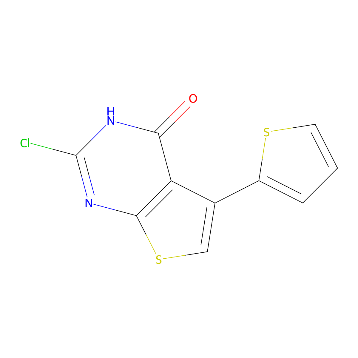2-chloro-5-(2-thienyl)thieno[2,3-d]pyrimidin-4(3H)-one molecular structure, CAS 1420856-90-1
