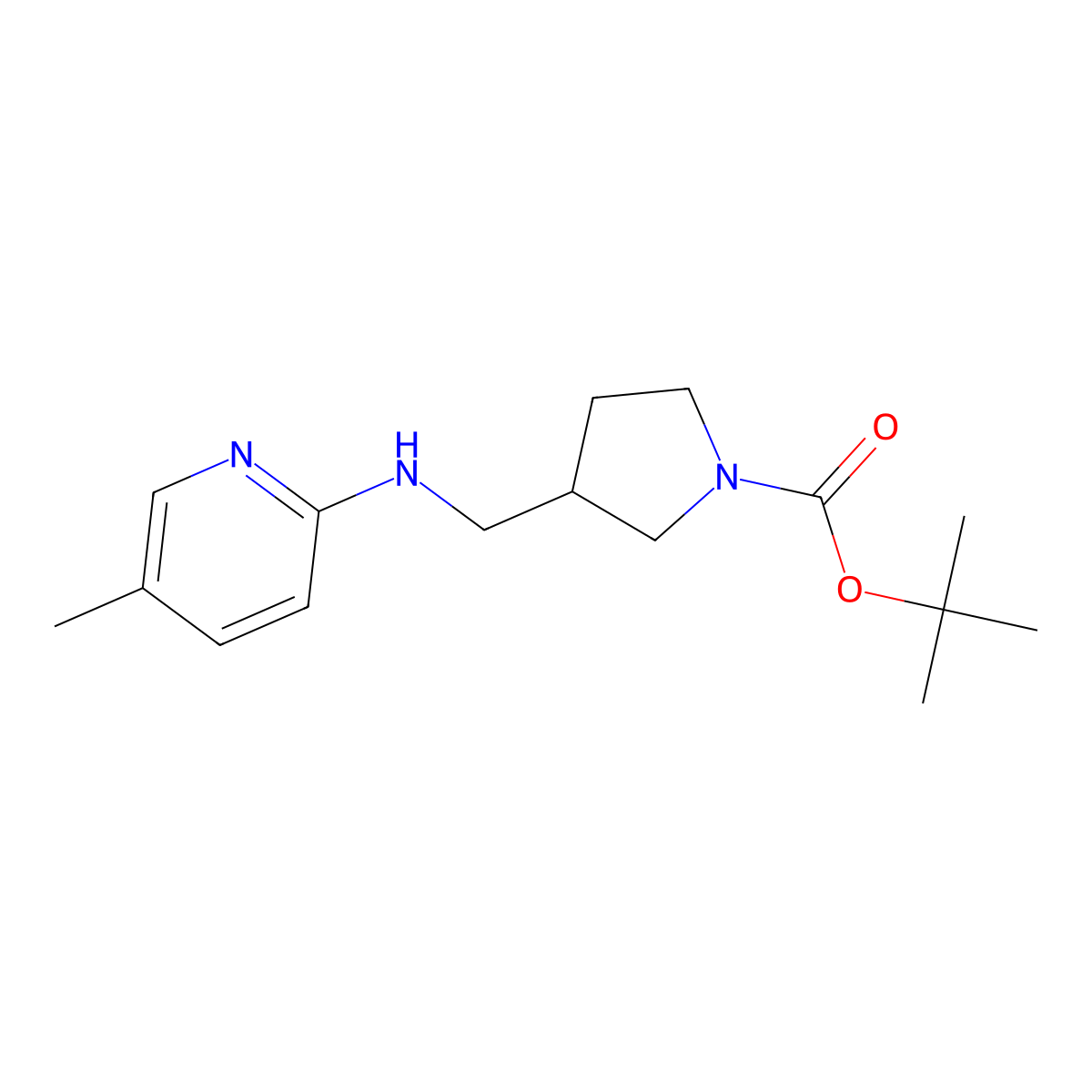 tert-Butyl 3-(((5-methylpyridin-2-yl)amino)methyl)pyrrolidine-1-carboxylate molecular structure, CAS 1420857-56-2