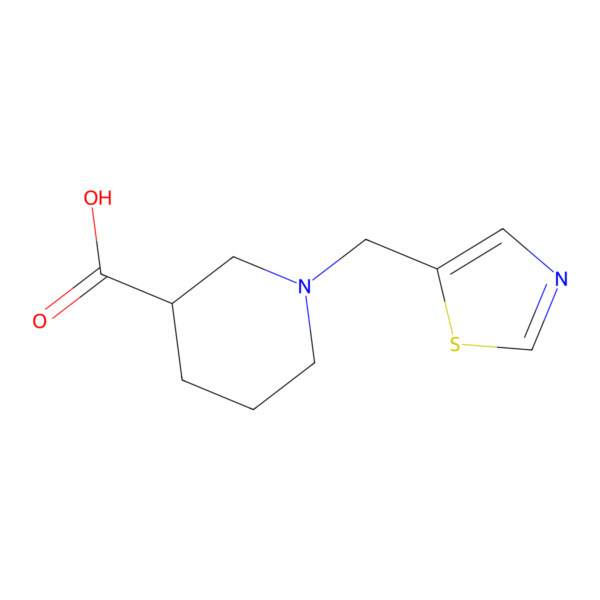 1-(Thiazol-5-ylmethyl)piperidine-3-carboxylic acid molecular structure, CAS 1420858-77-0