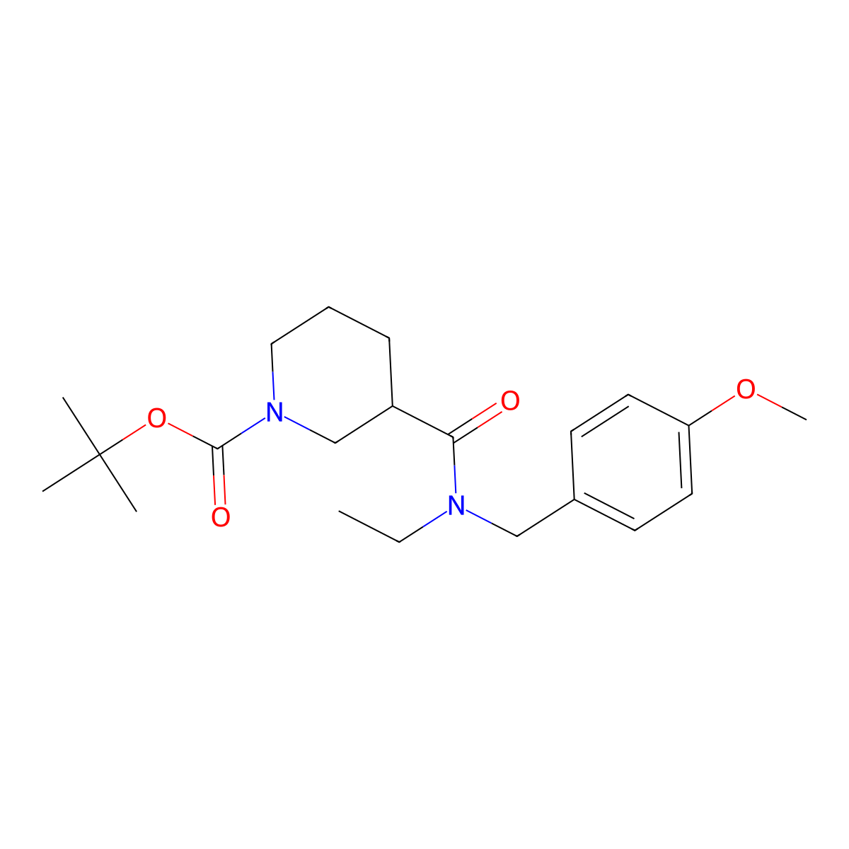tert-Butyl 3-(ethyl(4-methoxybenzyl)carbamoyl)piperidine-1-carboxylate molecular structure, CAS 1420859-16-0