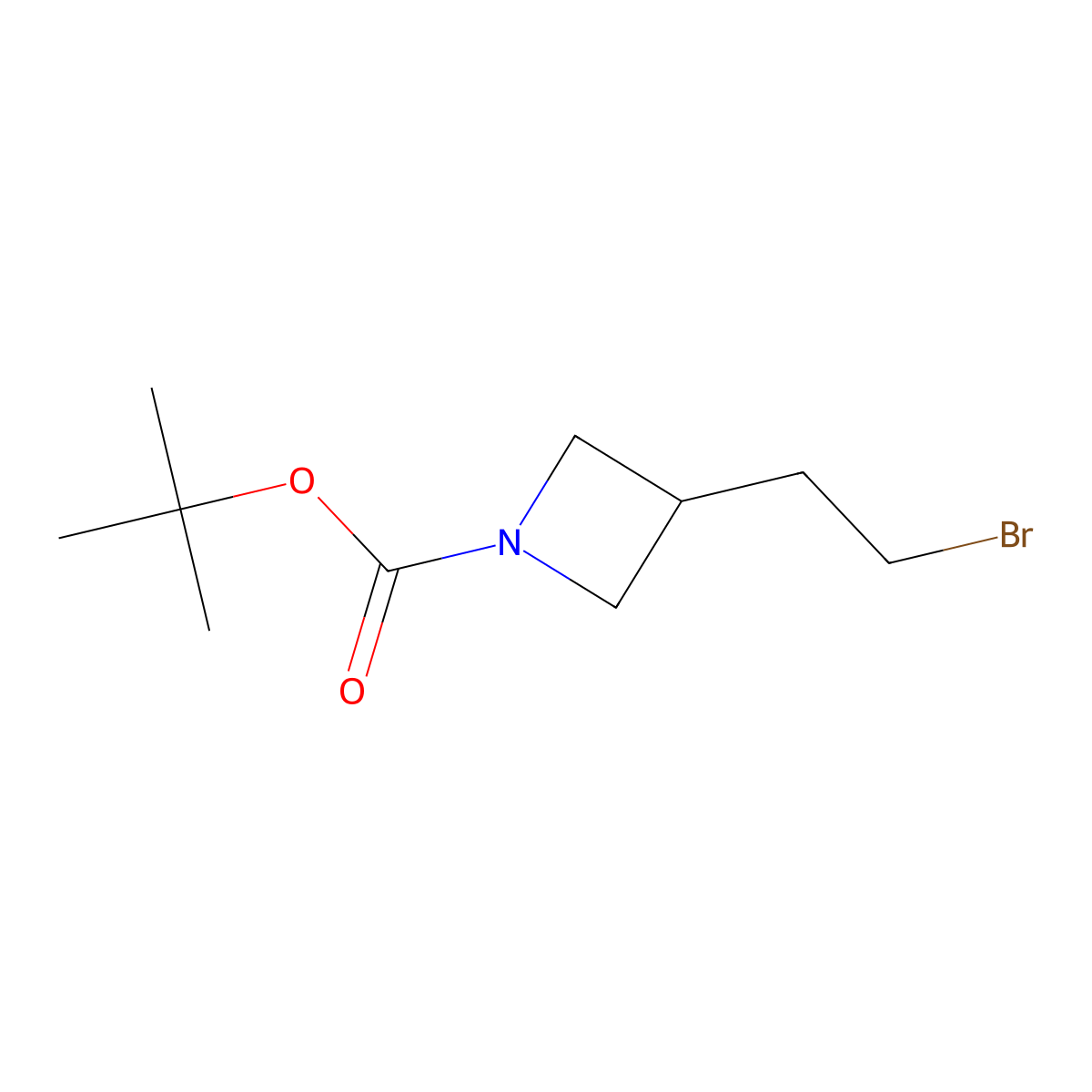 Tert-butyl 3-(2-bromoethyl)azetidine-1-carboxylate molecular structure, CAS 1420859-80-8