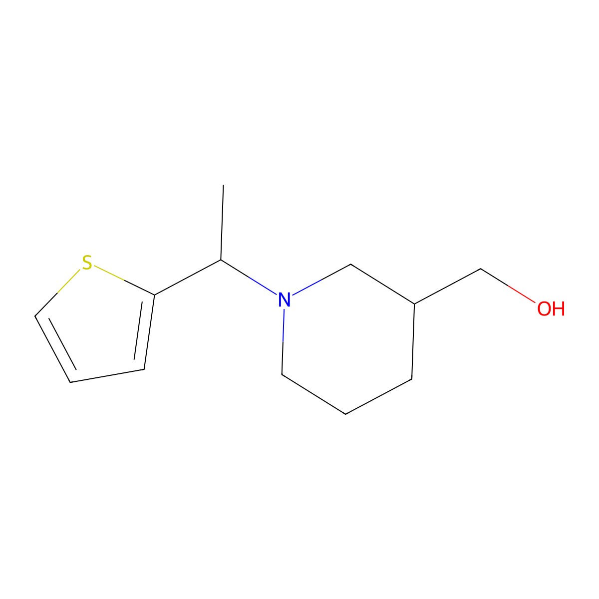 (1-(1-(Thiophen-2-yl)ethyl)piperidin-3-yl)methanol molecular structure, CAS 1420860-50-9