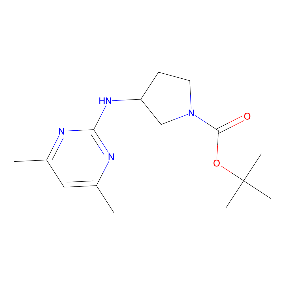 tert-Butyl 3-((4,6-dimethylpyrimidin-2-yl)amino)pyrrolidine-1-carboxylate molecular structure, CAS 1420860-77-0