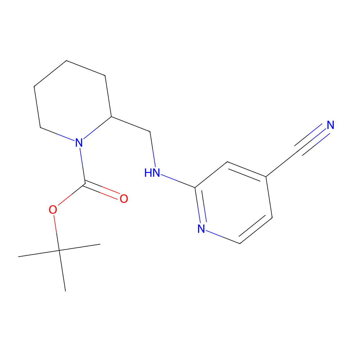 tert-Butyl 2-(((4-cyanopyridin-2-yl)amino)methyl)piperidine-1-carboxylate molecular structure, CAS 1420860-98-5