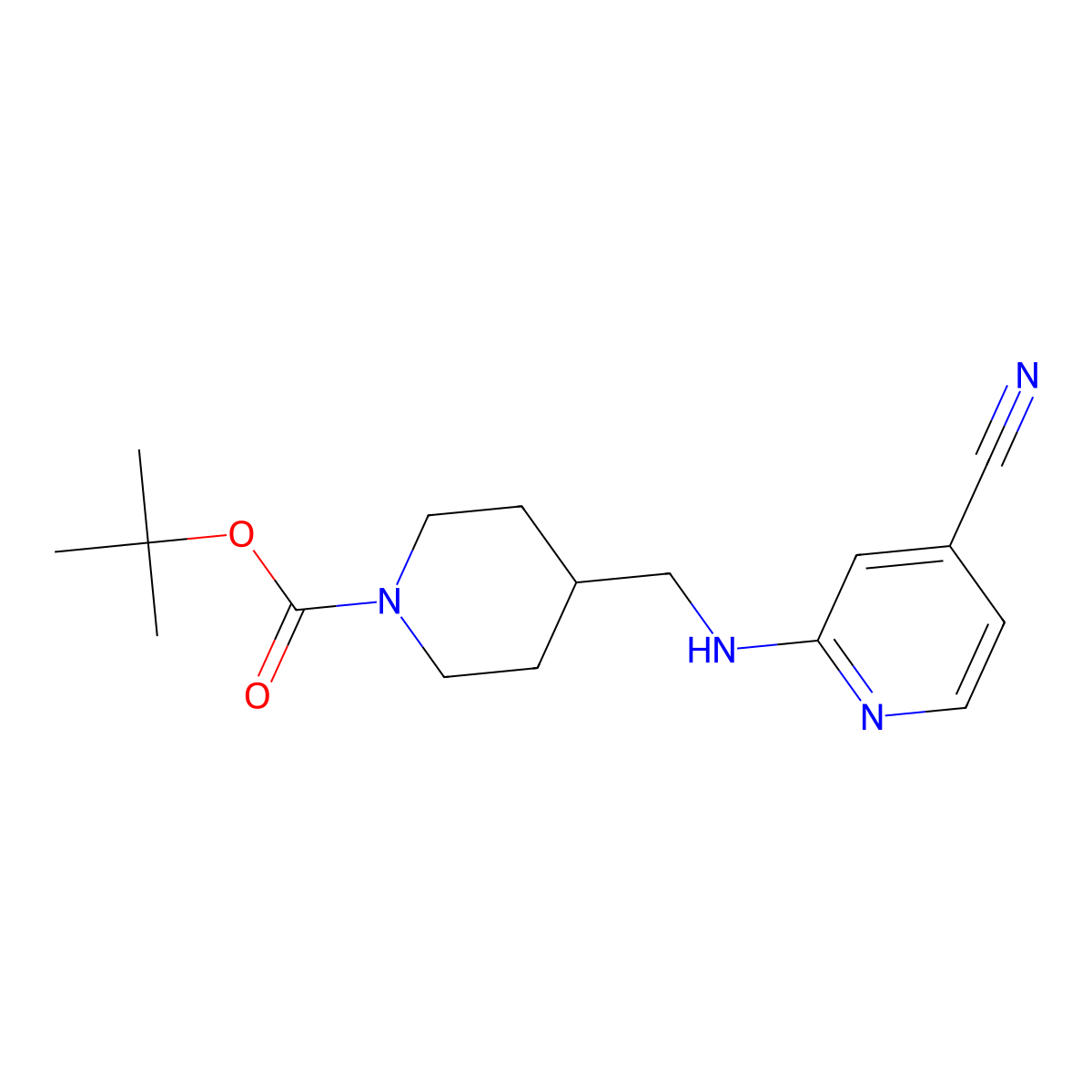 tert-Butyl 4-(((4-cyanopyridin-2-yl)amino)methyl)piperidine-1-carboxylate molecular structure, CAS 1420861-08-0