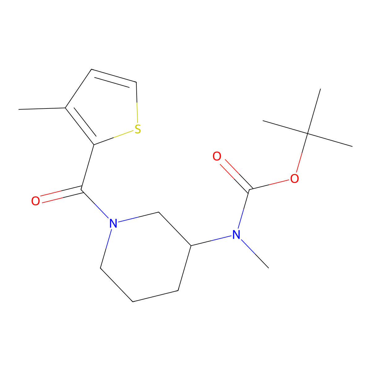 Tert-butyl methyl(1-(3-methylthiophene-2-carbonyl)piperidin-3-yl)carbamate molecular structure, CAS 1420861-38-6