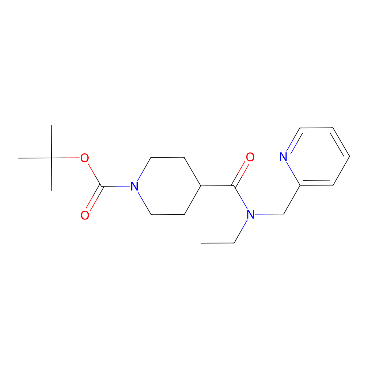 tert-Butyl 4-(ethyl(pyridin-2-ylmethyl)carbamoyl)piperidine-1-carboxylate molecular structure, CAS 1420861-90-0