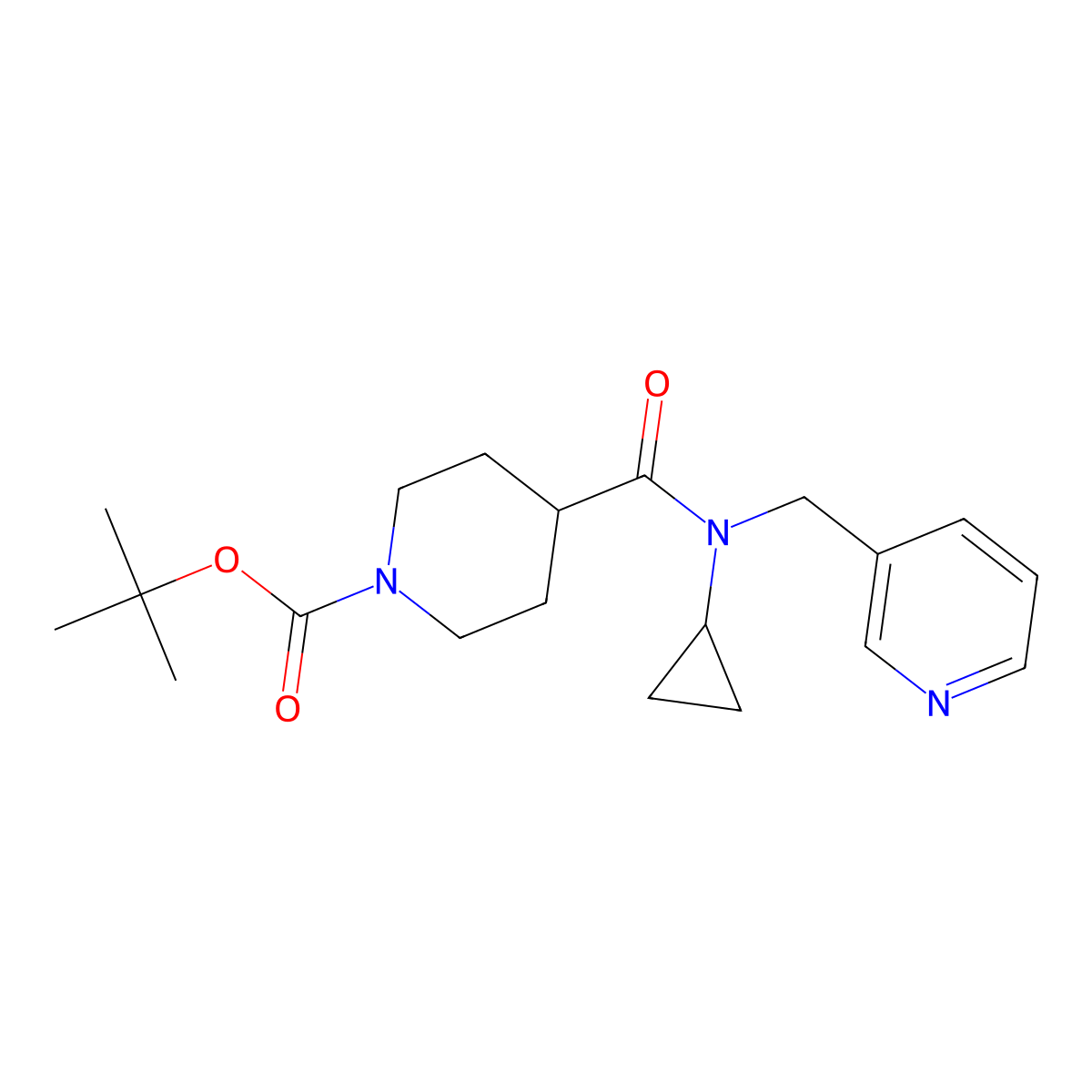 tert-Butyl 4-(cyclopropyl(pyridin-3-ylmethyl)carbamoyl)piperidine-1-carboxylate molecular structure, CAS 1420862-00-5