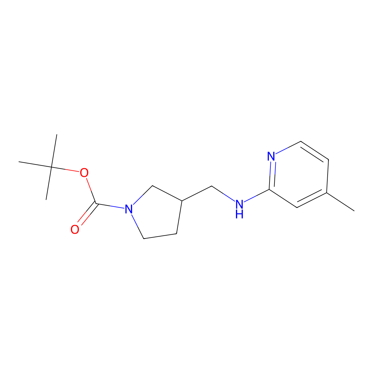 tert-Butyl 3-(((4-methylpyridin-2-yl)amino)methyl)pyrrolidine-1-carboxylate molecular structure, CAS 1420862-15-2