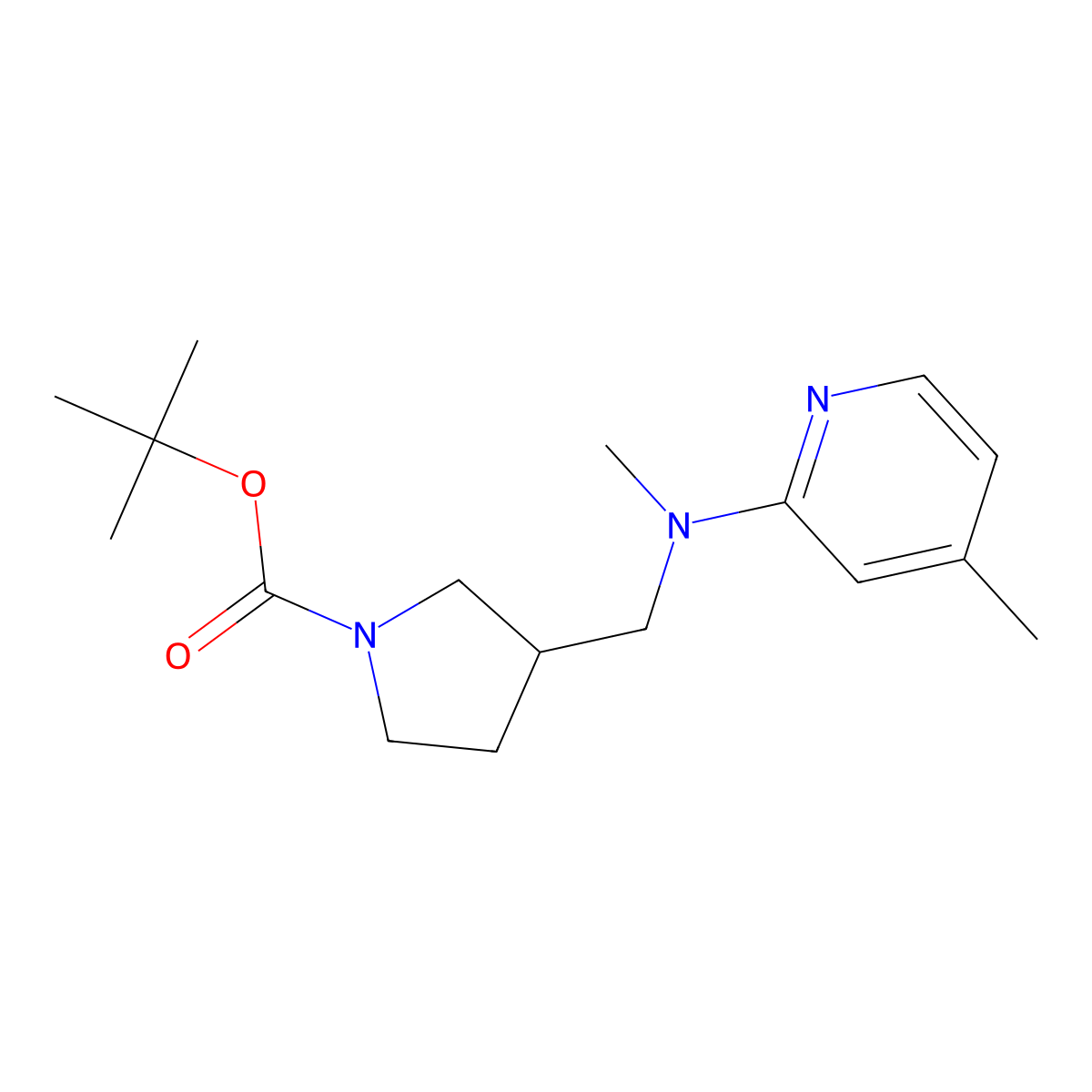 tert-Butyl 3-((methyl(4-methylpyridin-2-yl)amino)methyl)pyrrolidine-1-carboxylate molecular structure, CAS 1420862-27-6