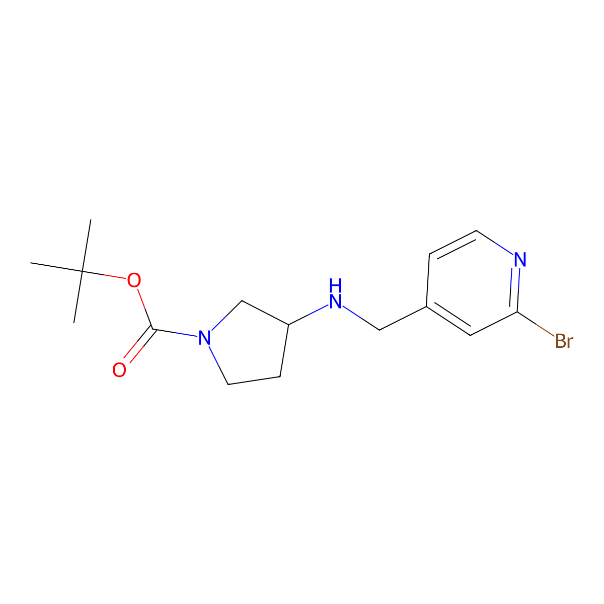 tert-Butyl 3-(((2-bromopyridin-4-yl)methyl)amino)pyrrolidine-1-carboxylate molecular structure, CAS 1420862-52-7