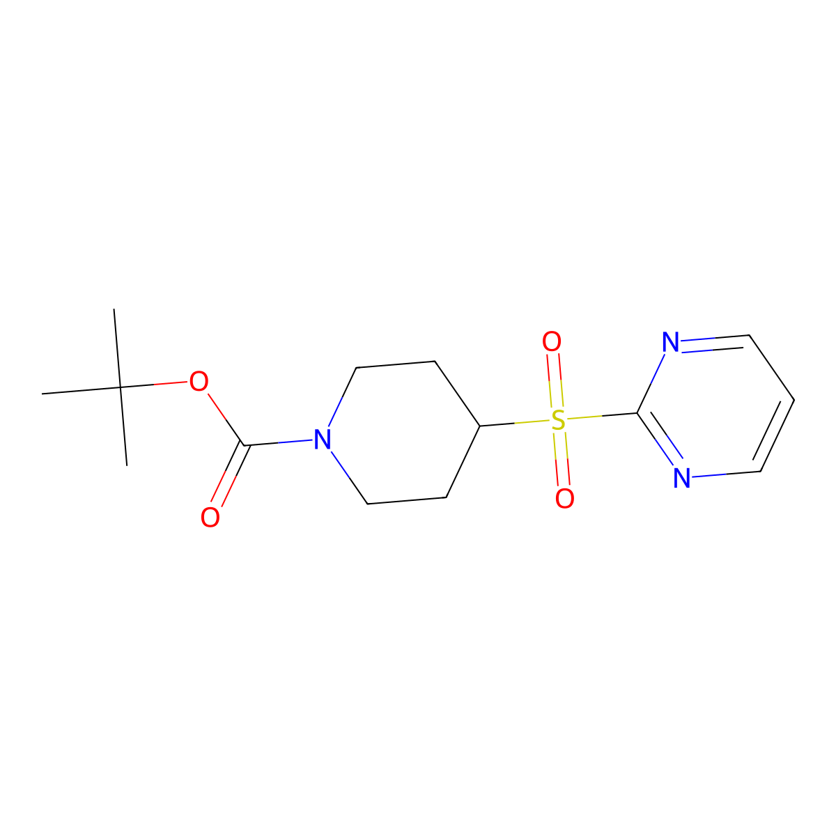 tert-Butyl 4-(pyrimidin-2-ylsulfonyl)piperidine-1-carboxylate molecular structure, CAS 1420863-50-8