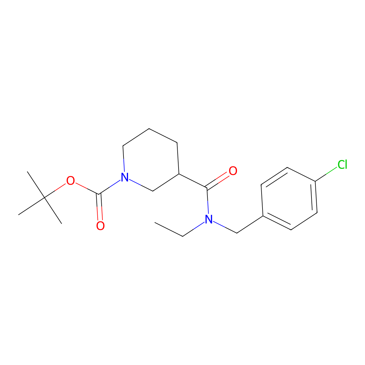 tert-Butyl 3-((4-chlorobenzyl)(ethyl)carbamoyl)piperidine-1-carboxylate molecular structure, CAS 1420863-51-9