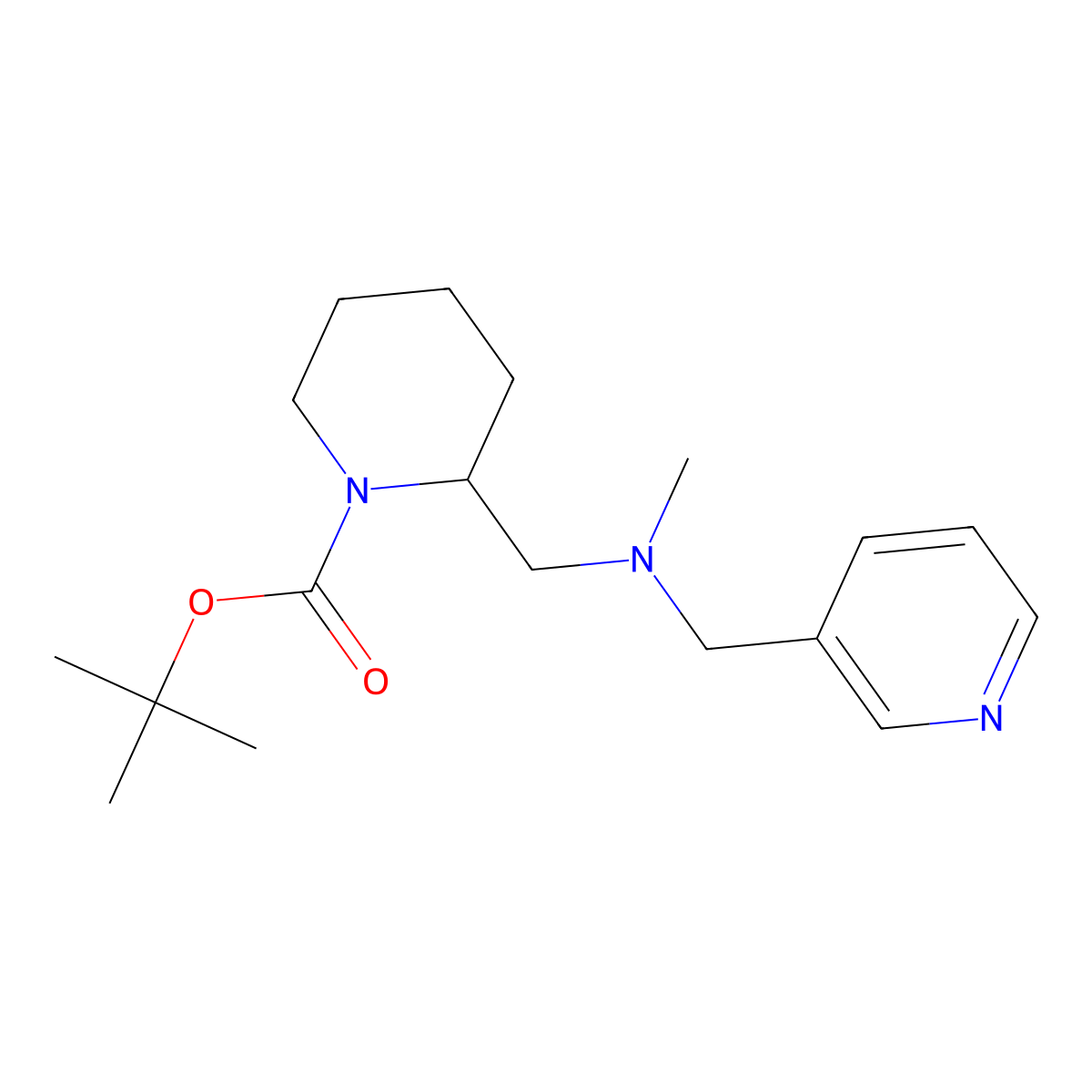 tert-Butyl 2-((methyl(pyridin-3-ylmethyl)amino)methyl)piperidine-1-carboxylate molecular structure, CAS 1420863-59-7