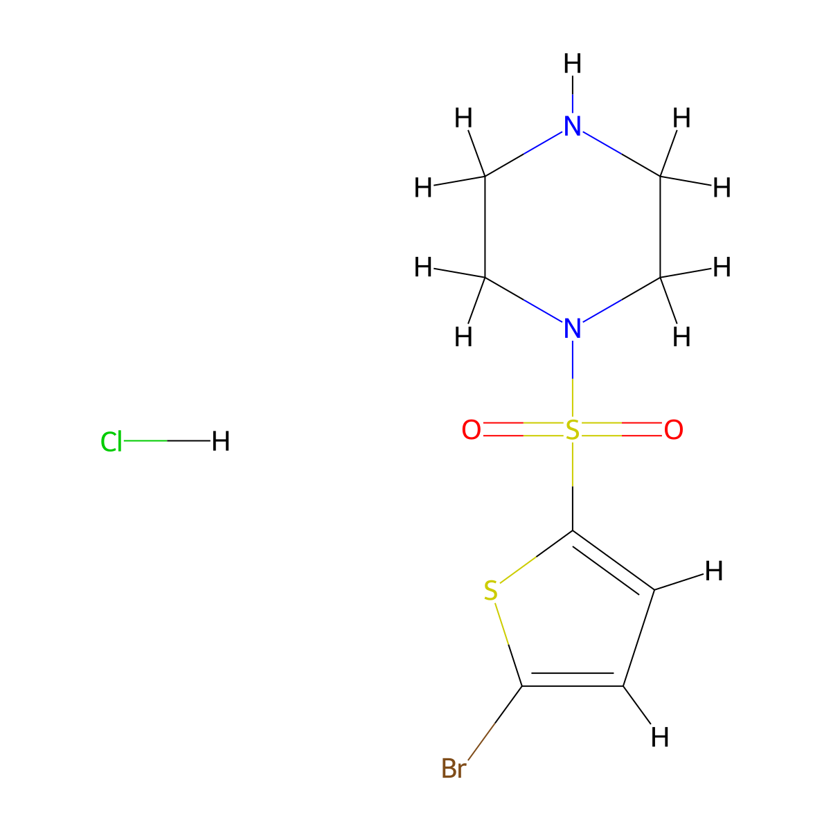 1-((5-Bromothiophen-2-yl)sulfonyl)piperazine hydrochloride molecular structure, CAS 1420864-59-0