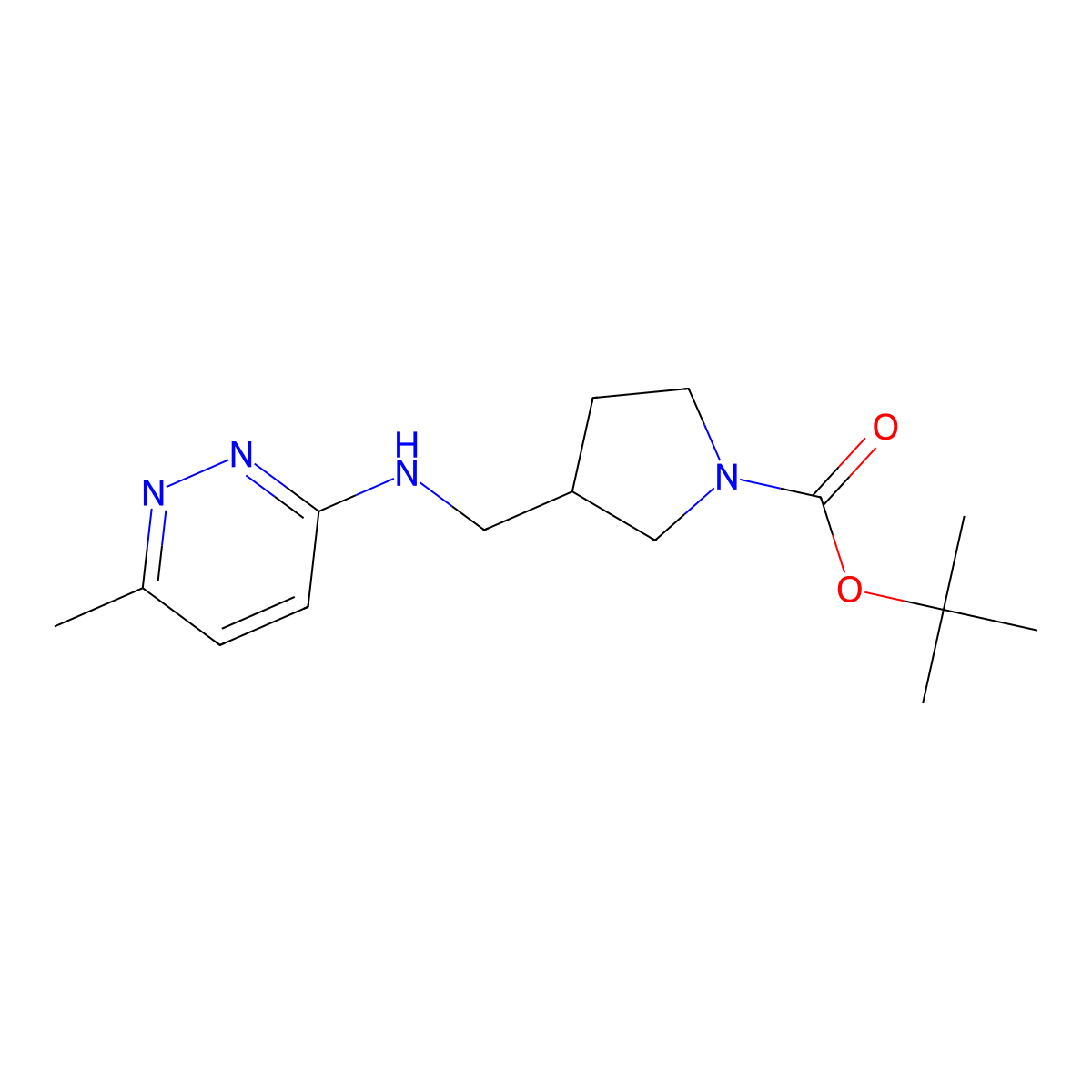 tert-Butyl 3-(((6-methylpyridazin-3-yl)amino)methyl)pyrrolidine-1-carboxylate molecular structure, CAS 1420865-40-2