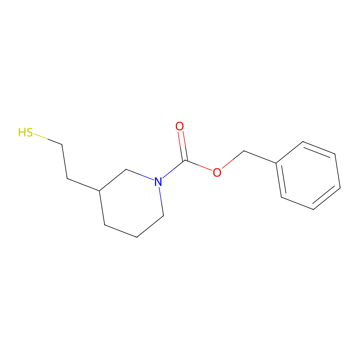 Benzyl 3-(2-mercaptoethyl)piperidine-1-carboxylate molecular structure, CAS 1420866-13-2