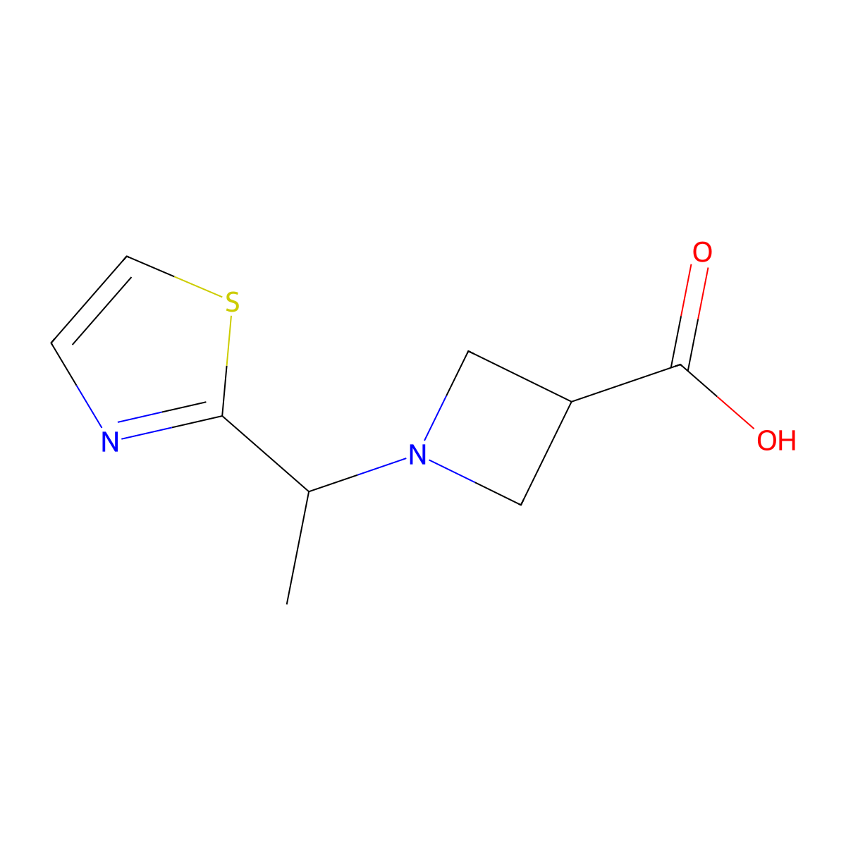 1-(1-(Thiazol-2-yl)ethyl)azetidine-3-carboxylic acid molecular structure, CAS 1420866-41-6