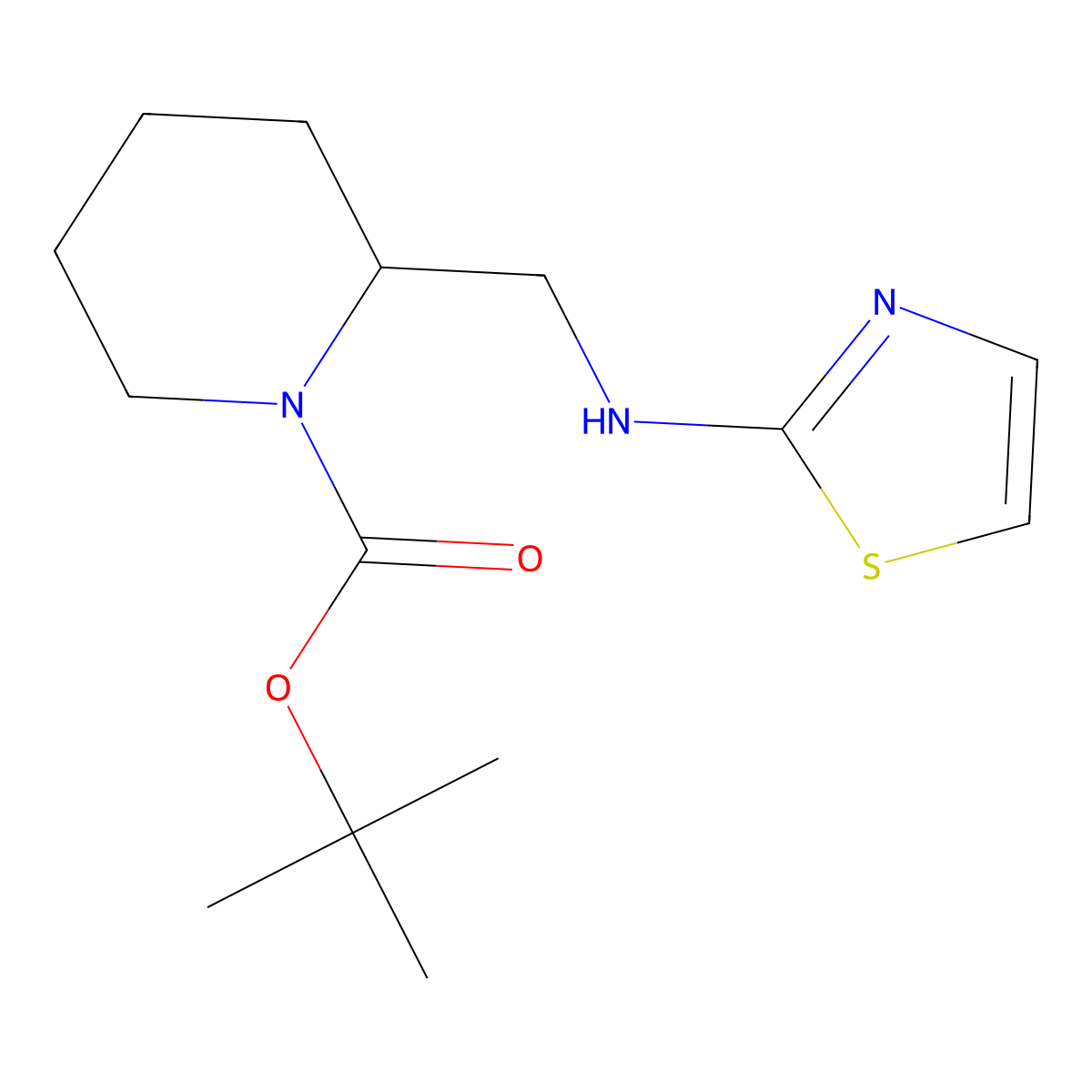 tert-Butyl 2-((thiazol-2-ylamino)methyl)piperidine-1-carboxylate molecular structure, CAS 1420866-96-1