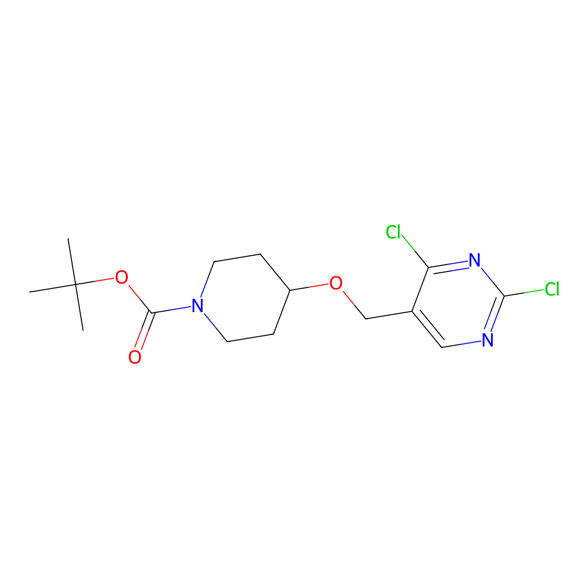 Tert-butyl 4-[(2,4-dichloropyrimidin-5-yl)methoxy]piperidine-1-carboxylate molecular structure, CAS 1420867-02-2
