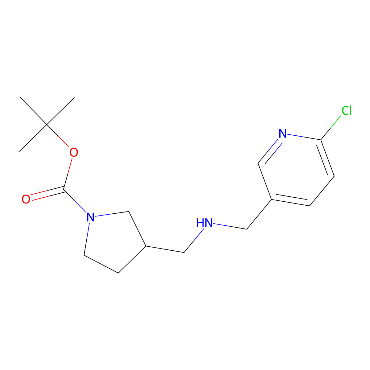 tert-Butyl 3-((((6-chloropyridin-3-yl)methyl)amino)methyl)pyrrolidine-1-carboxylate molecular structure, CAS 1420867-47-5