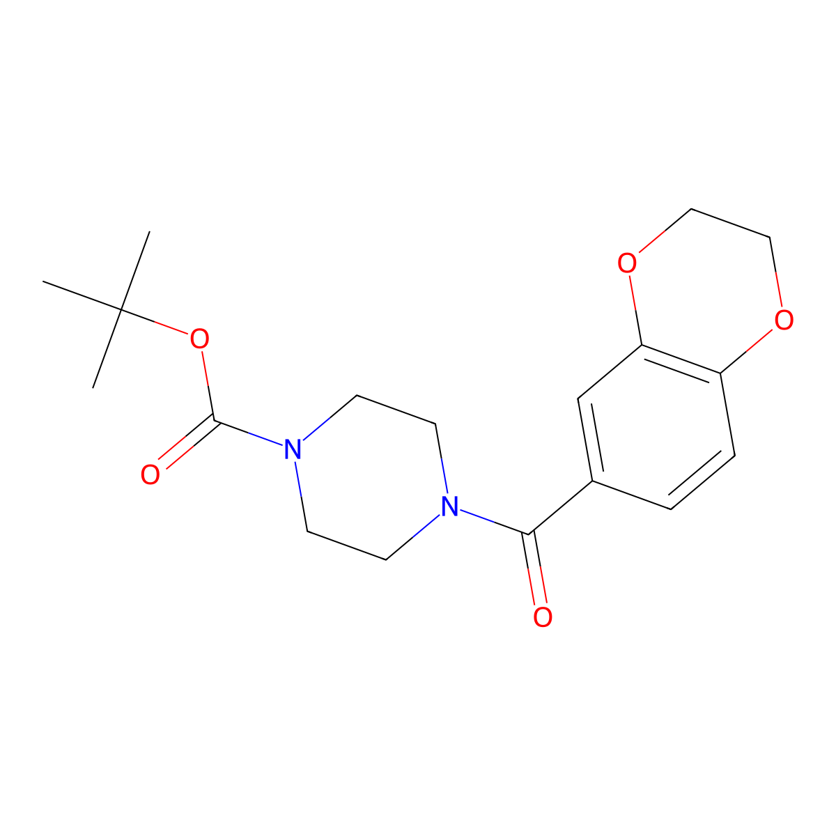 tert-Butyl 4-(2,3-dihydrobenzo[b][1,4]dioxine-6-carbonyl)piperazine-1-carboxylate molecular structure, CAS 1420867-81-7