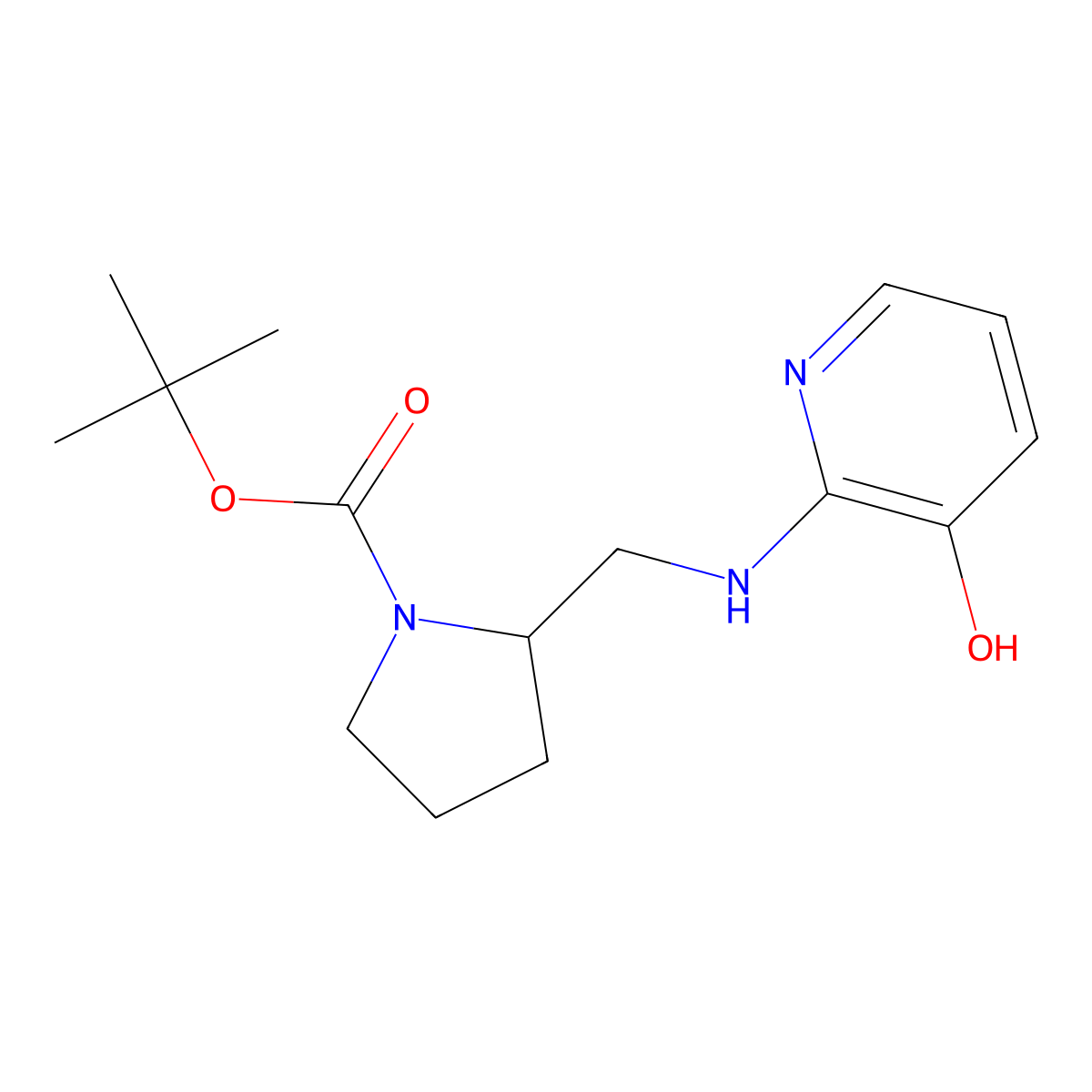 tert-Butyl 2-(((3-hydroxypyridin-2-yl)amino)methyl)pyrrolidine-1-carboxylate molecular structure, CAS 1420868-16-1