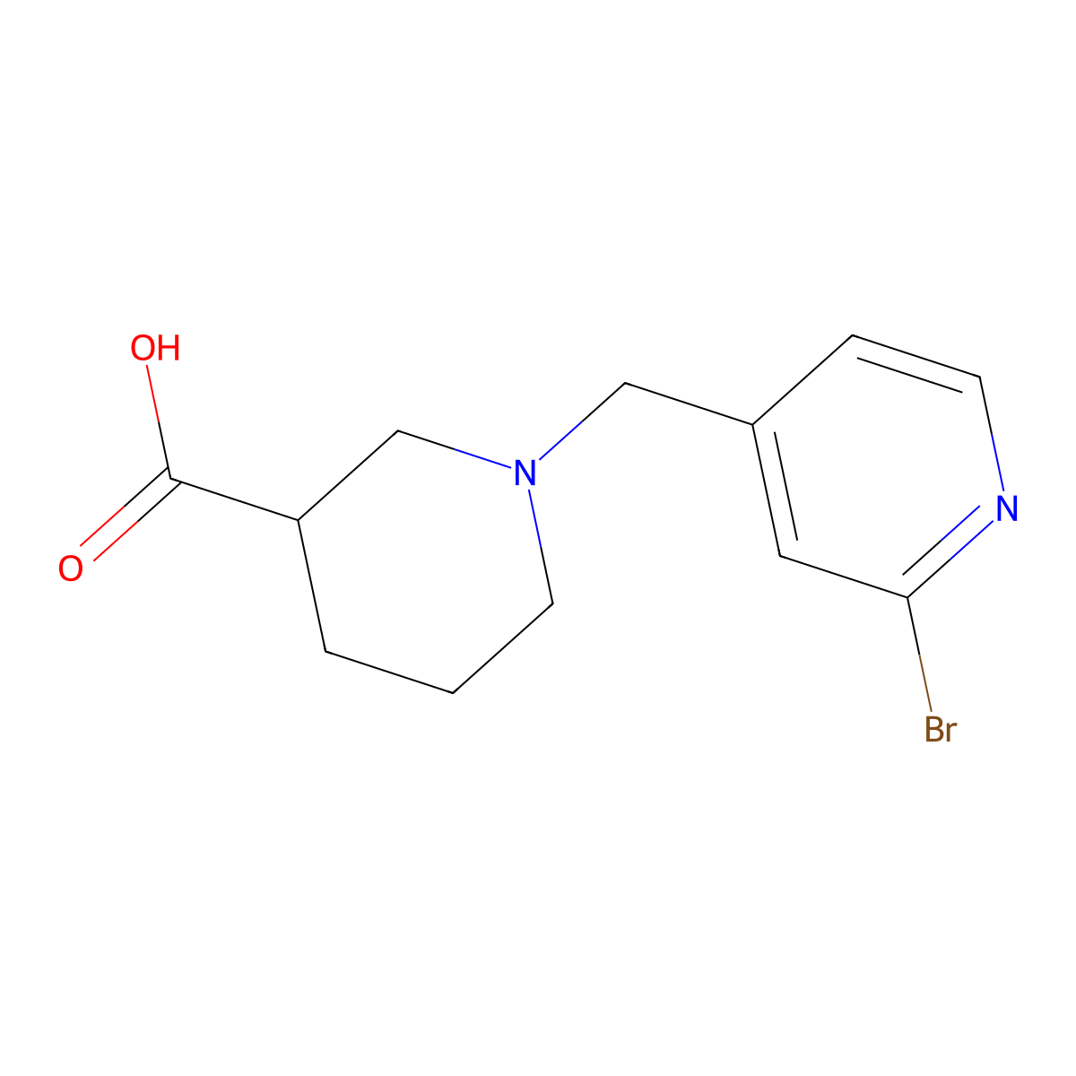 1-((2-Bromopyridin-4-yl)methyl)piperidine-3-carboxylic acid molecular structure, CAS 1420868-55-8