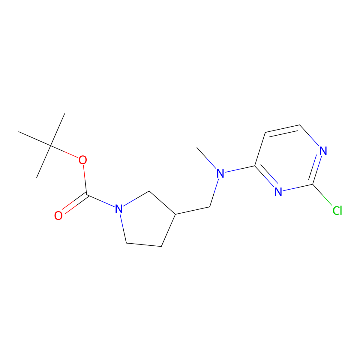 Tert-butyl 3-{[(2-chloropyrimidin-4-YL)(methyl)amino]methyl}pyrrolidine-1-carboxylate molecular structure, CAS 1420869-98-2