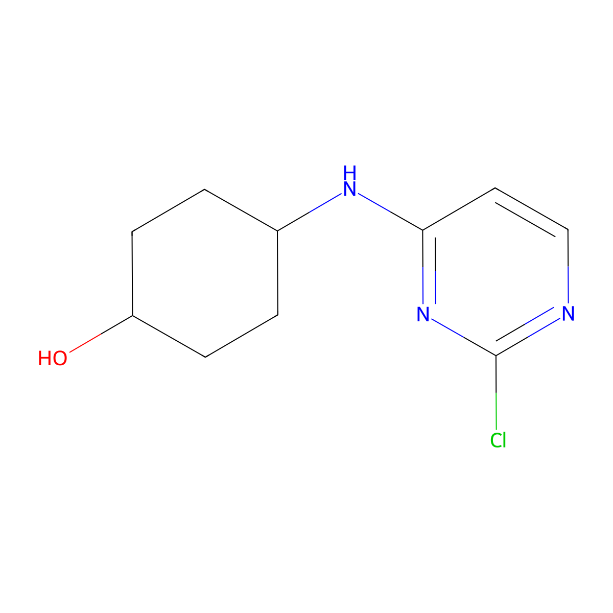 (1r,4r)-4-((2-Chloropyrimidin-4-yl)amino)cyclohexanol molecular structure, CAS 1420870-15-0