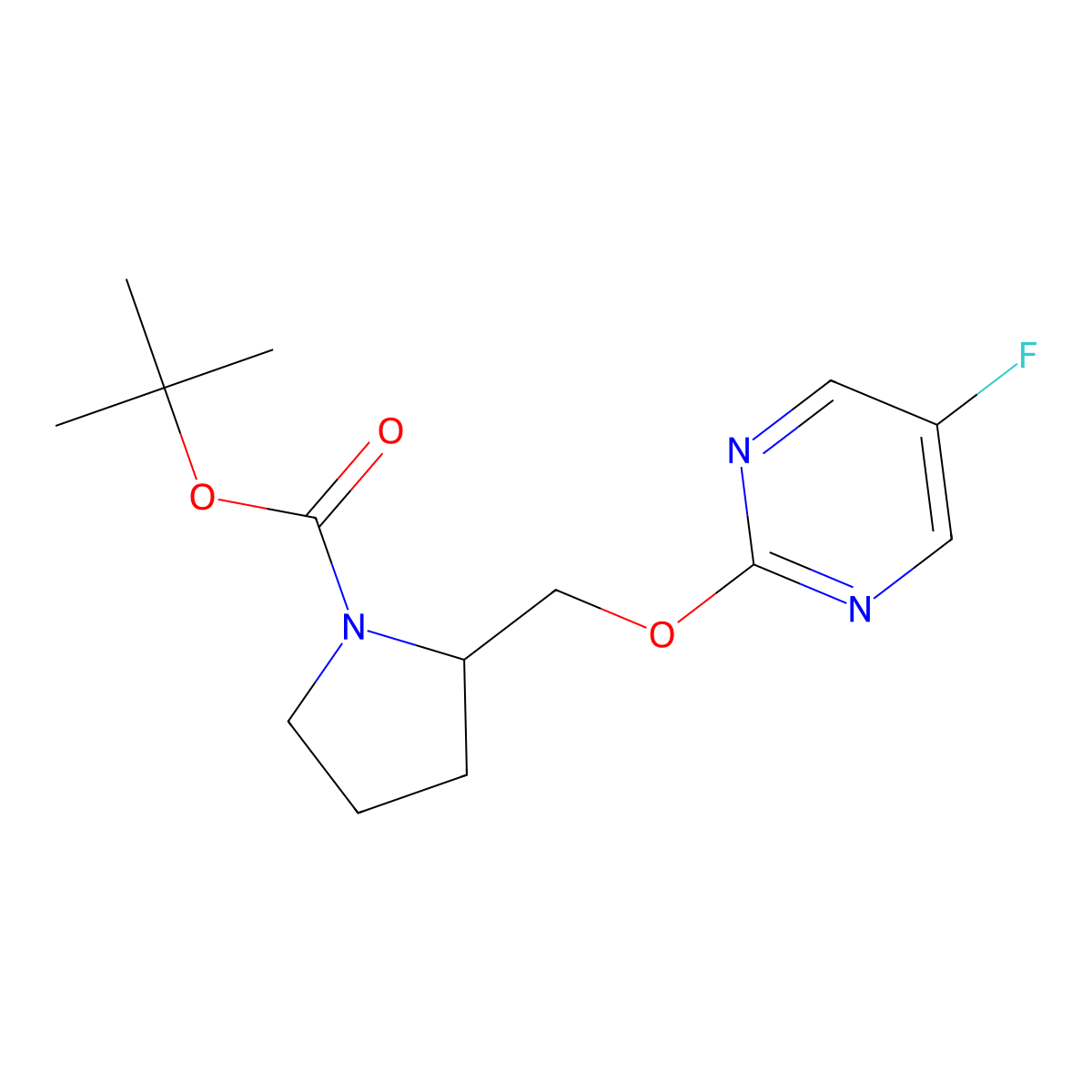 tert-Butyl 2-(((5-fluoropyrimidin-2-yl)oxy)methyl)pyrrolidine-1-carboxylate molecular structure, CAS 1420870-64-9
