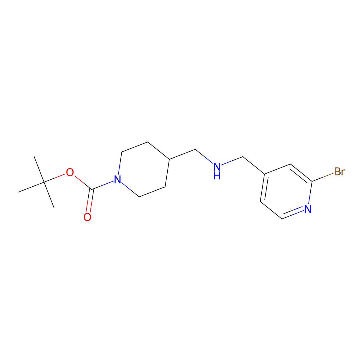 tert-Butyl 4-((((2-bromopyridin-4-yl)methyl)amino)methyl)piperidine-1-carboxylate molecular structure, CAS 1420871-65-3