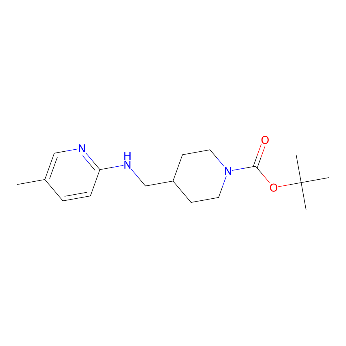 tert-Butyl 4-(((5-methylpyridin-2-yl)amino)methyl)piperidine-1-carboxylate molecular structure, CAS 1420871-71-1