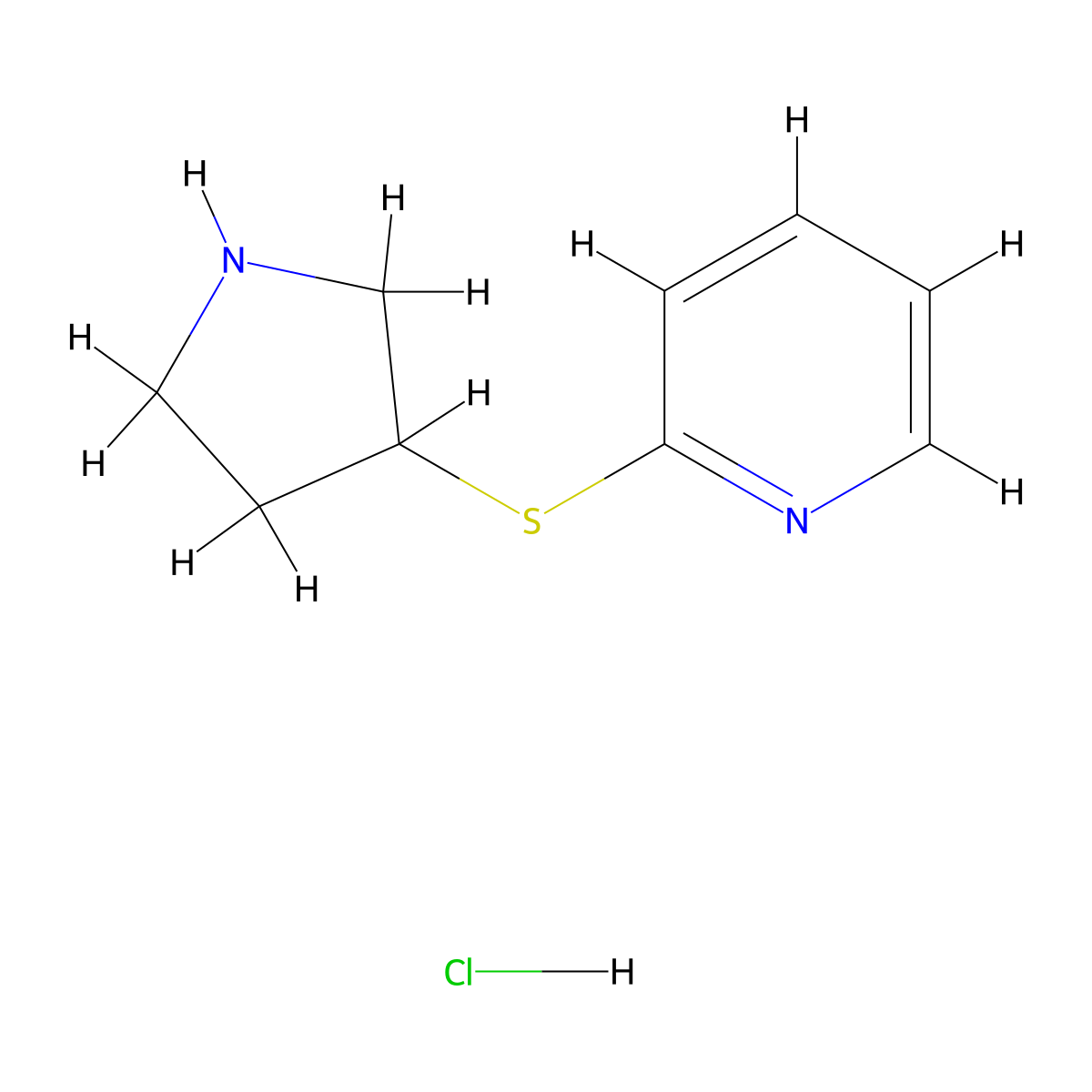 2-(Pyrrolidin-3-ylthio)pyridine hydrochloride molecular structure, CAS 1420872-64-5