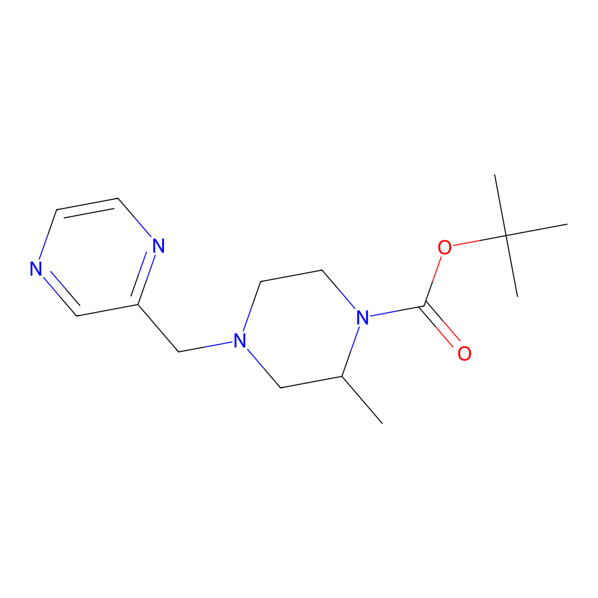 tert-Butyl 2-methyl-4-(pyrazin-2-ylmethyl)piperazine-1-carboxylate molecular structure, CAS 1420873-00-2