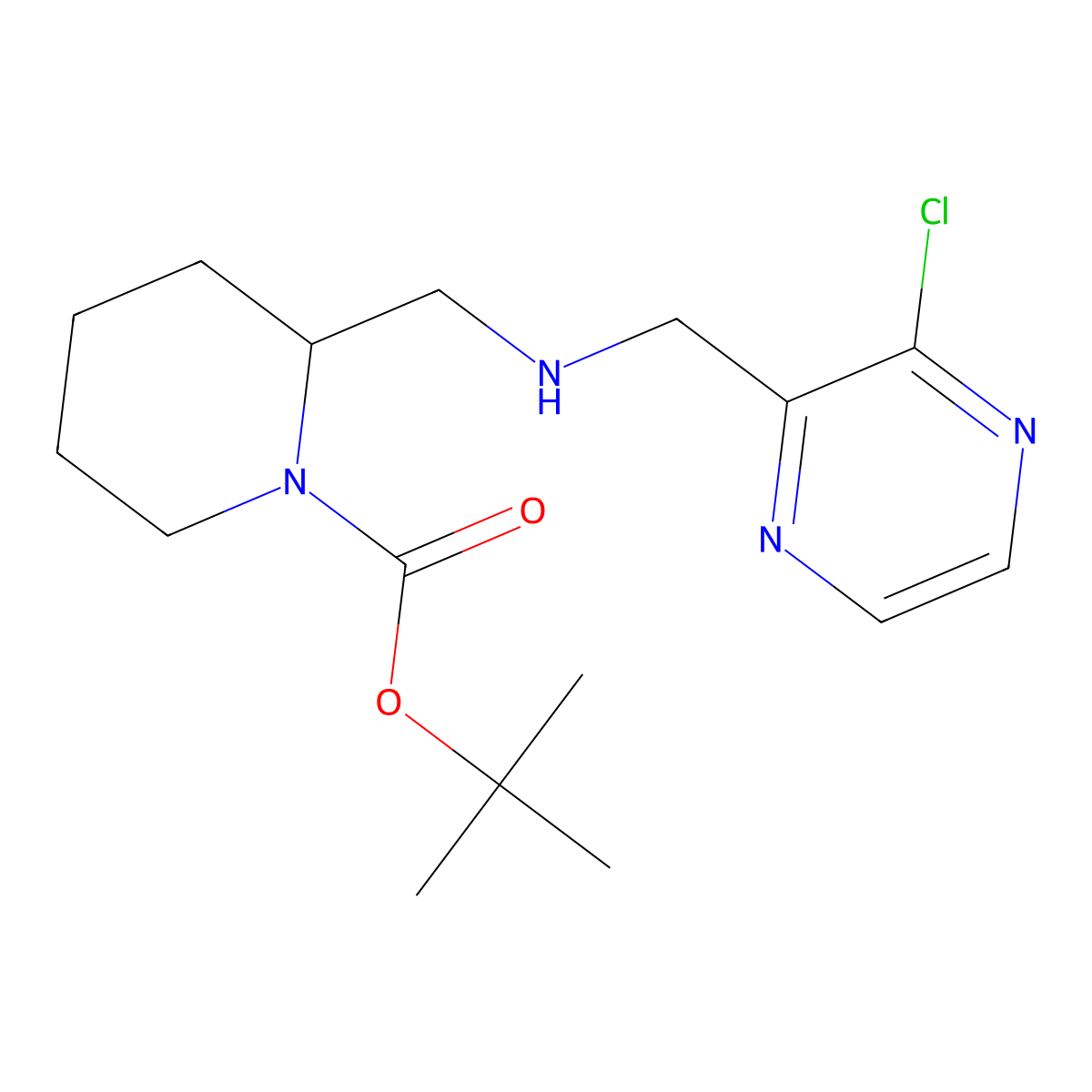 tert-Butyl 2-((((3-chloropyrazin-2-yl)methyl)amino)methyl)piperidine-1-carboxylate molecular structure, CAS 1420873-01-3