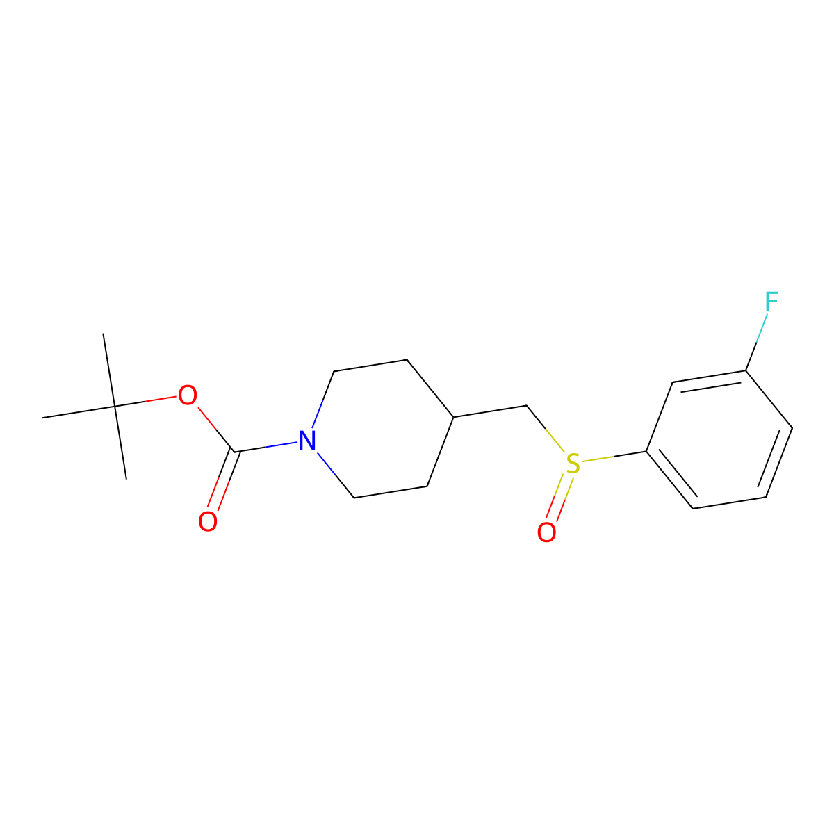 tert-Butyl 4-(((3-fluorophenyl)sulfinyl)methyl)piperidine-1-carboxylate molecular structure, CAS 1420873-25-1