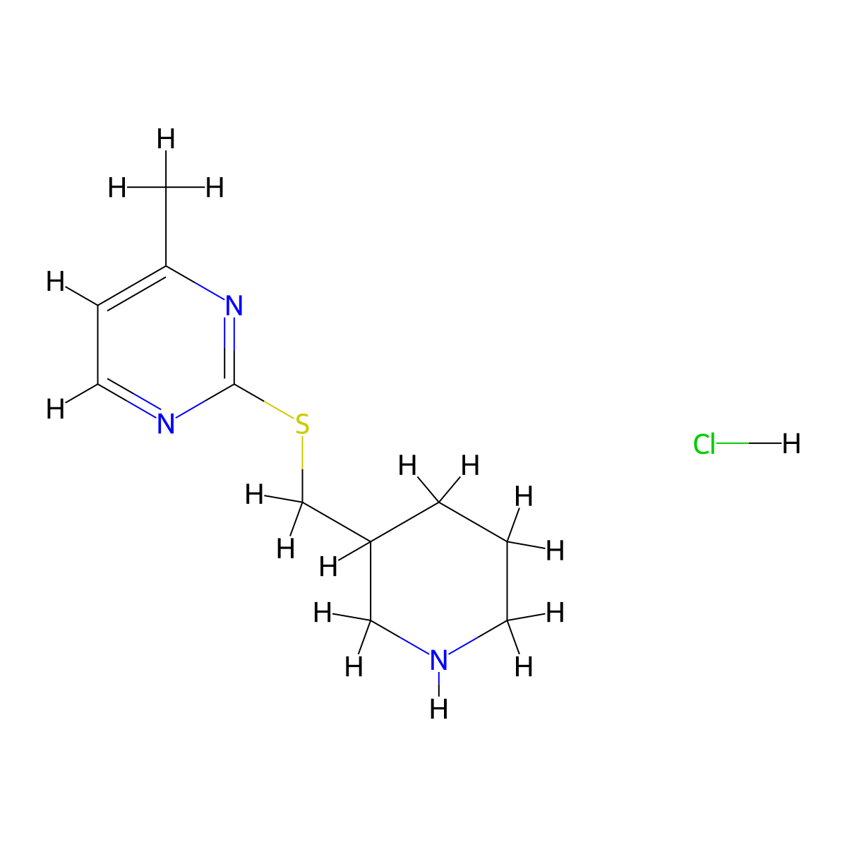 4-Methyl-2-((piperidin-3-ylmethyl)thio)pyrimidine hydrochloride molecular structure, CAS 1420873-93-3