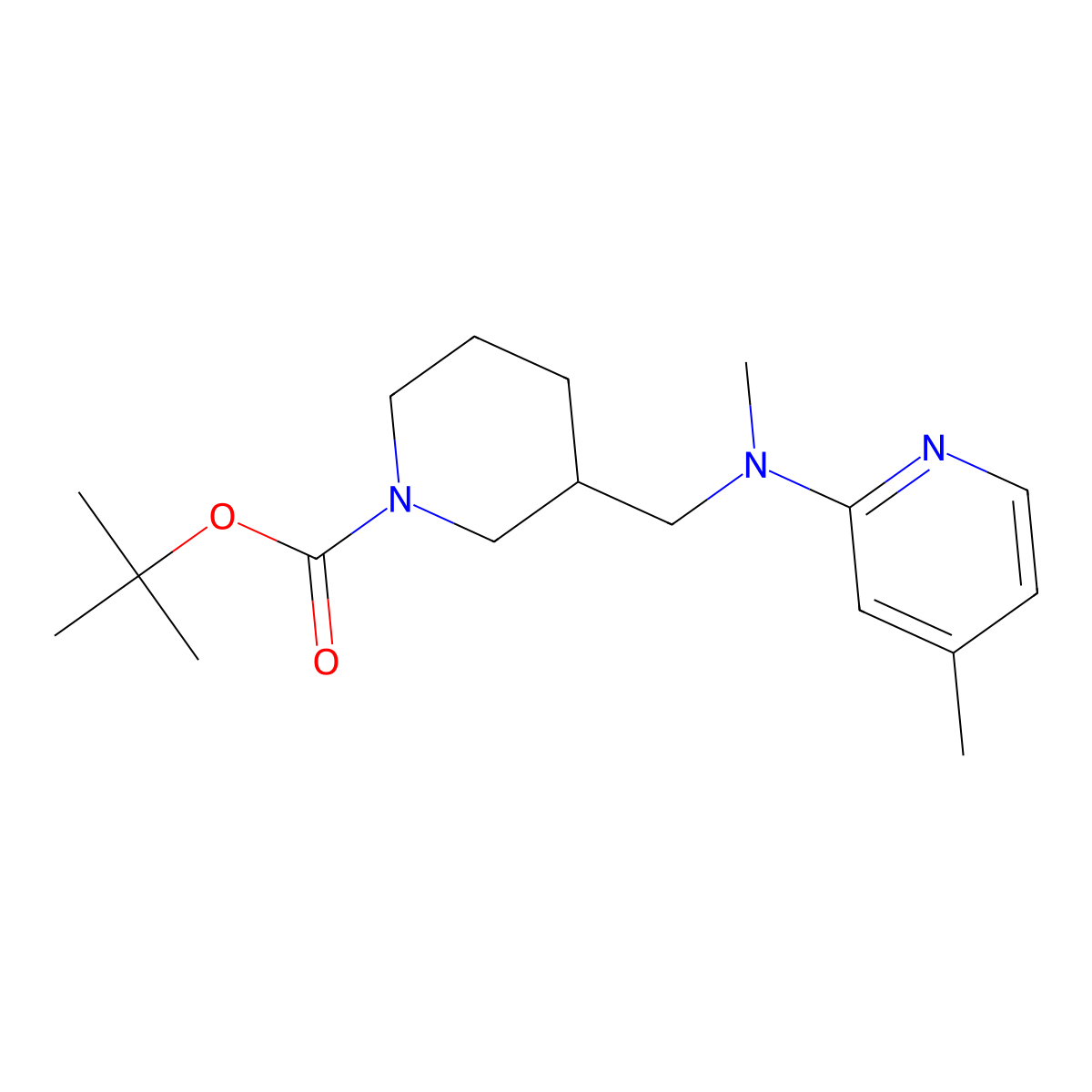 tert-Butyl 3-((methyl(4-methylpyridin-2-yl)amino)methyl)piperidine-1-carboxylate molecular structure, CAS 1420874-42-5