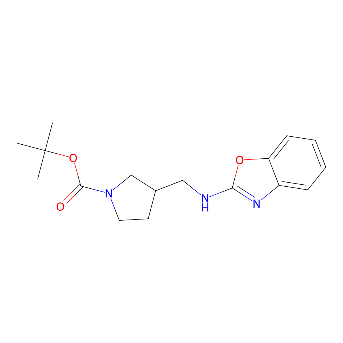 tert-Butyl 3-((benzo[d]oxazol-2-ylamino)methyl)pyrrolidine-1-carboxylate molecular structure, CAS 1420875-00-8