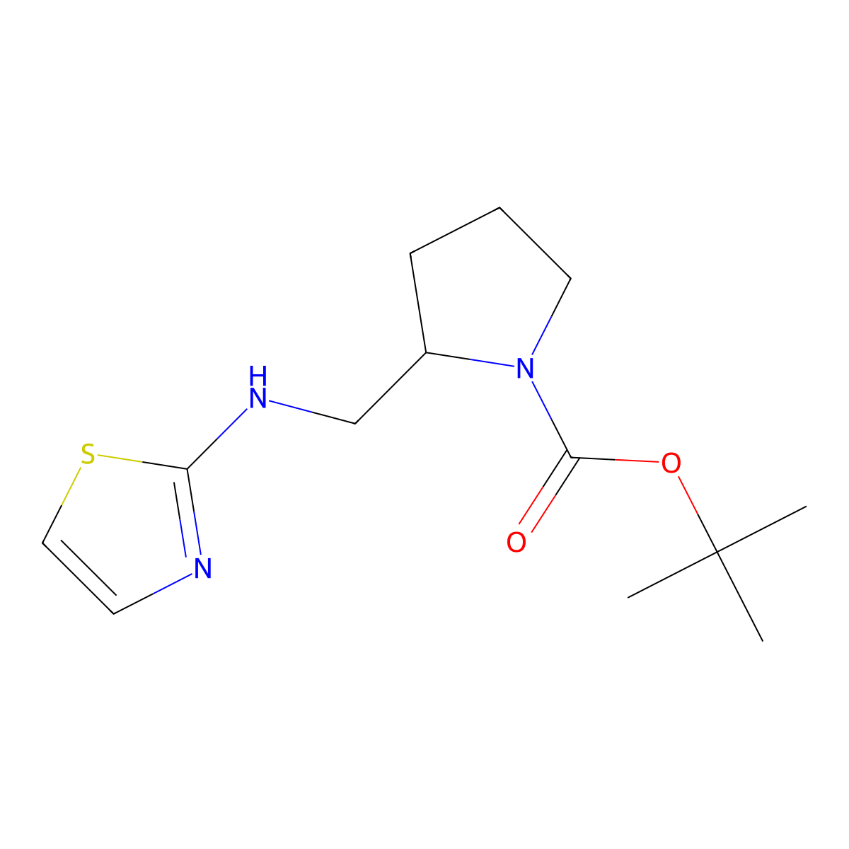 tert-Butyl 2-((thiazol-2-ylamino)methyl)pyrrolidine-1-carboxylate molecular structure, CAS 1420876-22-7